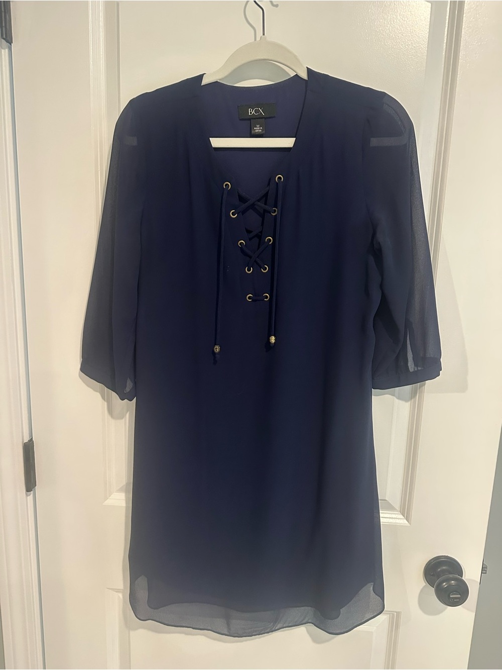 BCX Navy Lace-Up Mini Dress